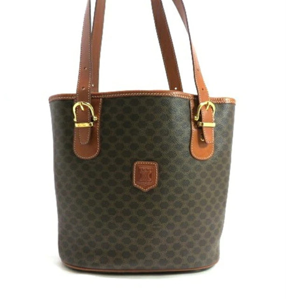 Celine Macadam Shoulder Bag Brown Dark Calfskin